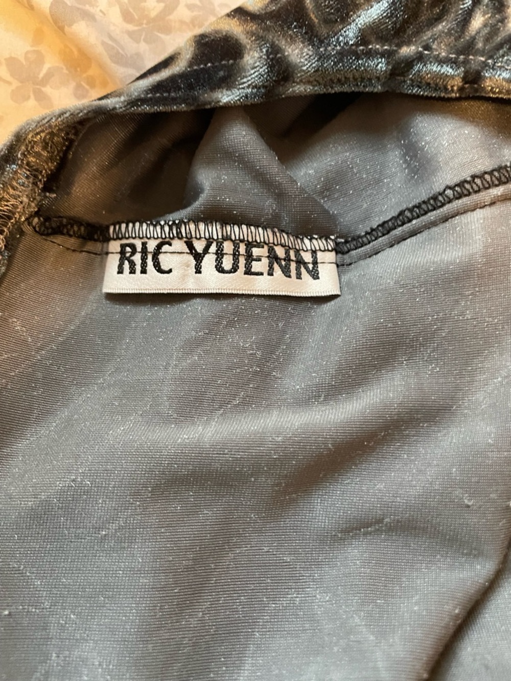 Vintage green pressed velvet/velour Long Sleeve Midi Dress M - Picture 6 of 6